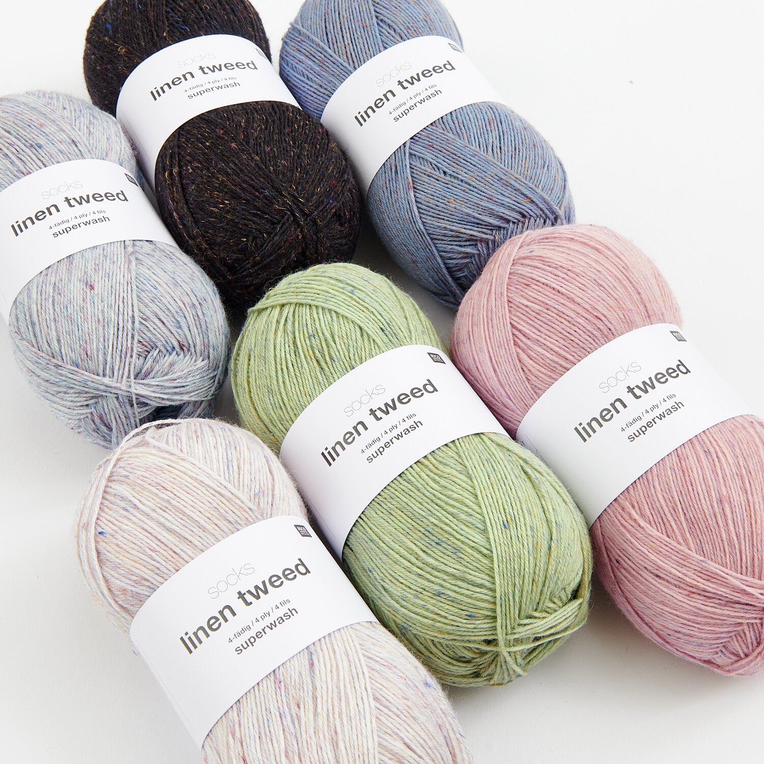 Socks Linen Tweed 4-fädig 100g 420m Farbe Veilchen von Rico Design