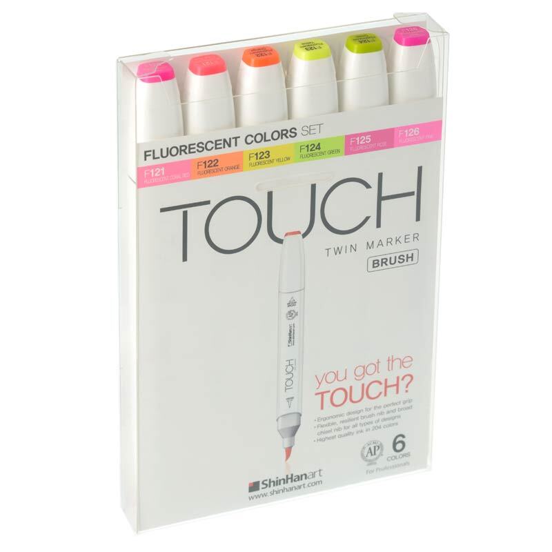Twin Brush Marker Flourescent 6er Set