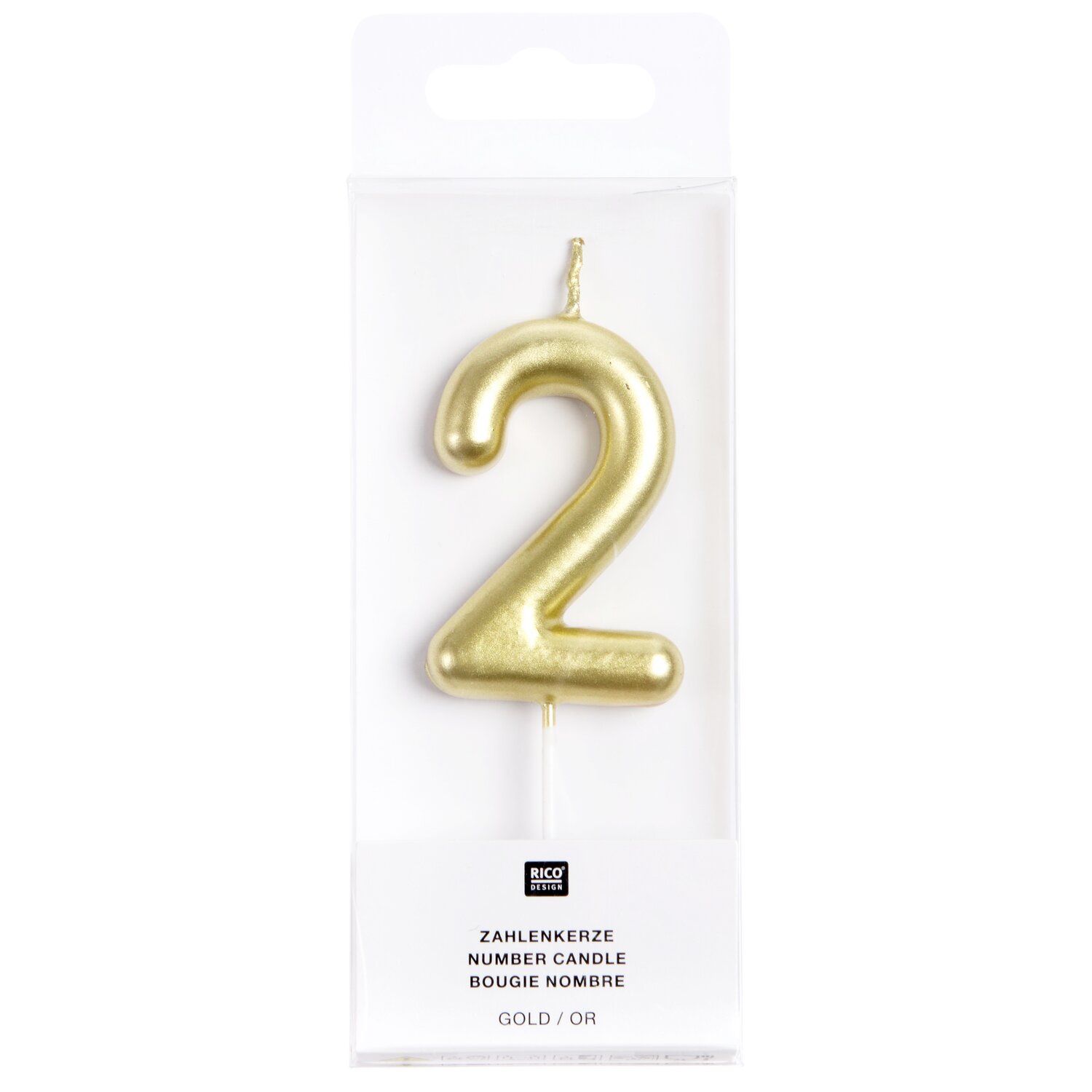 Zahlenkerze Gold Zahl 2 von Rico Design