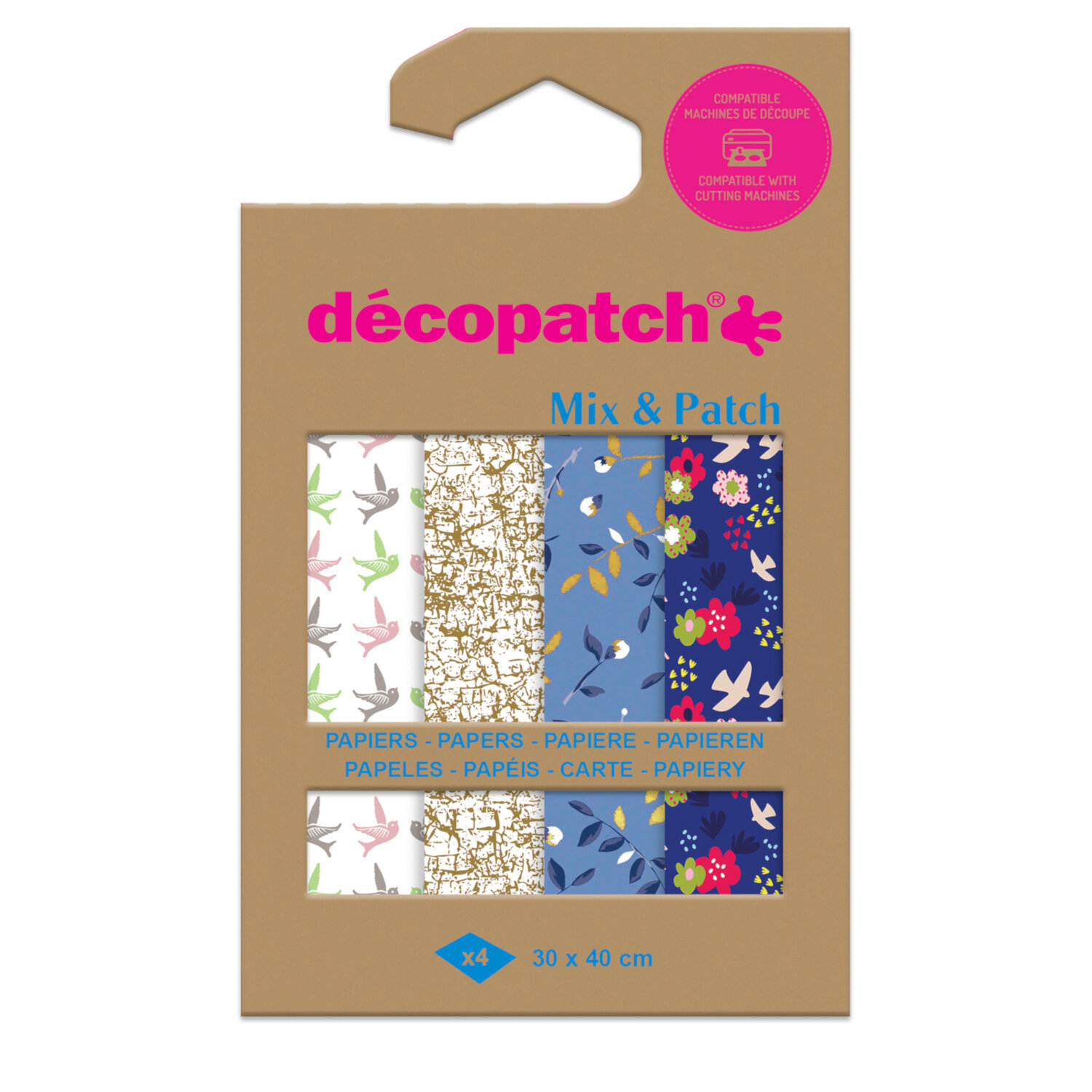 Papier Mix & Patch Blautöne 30x40cm 4 Bögen von Clairefontaine-Rhodia