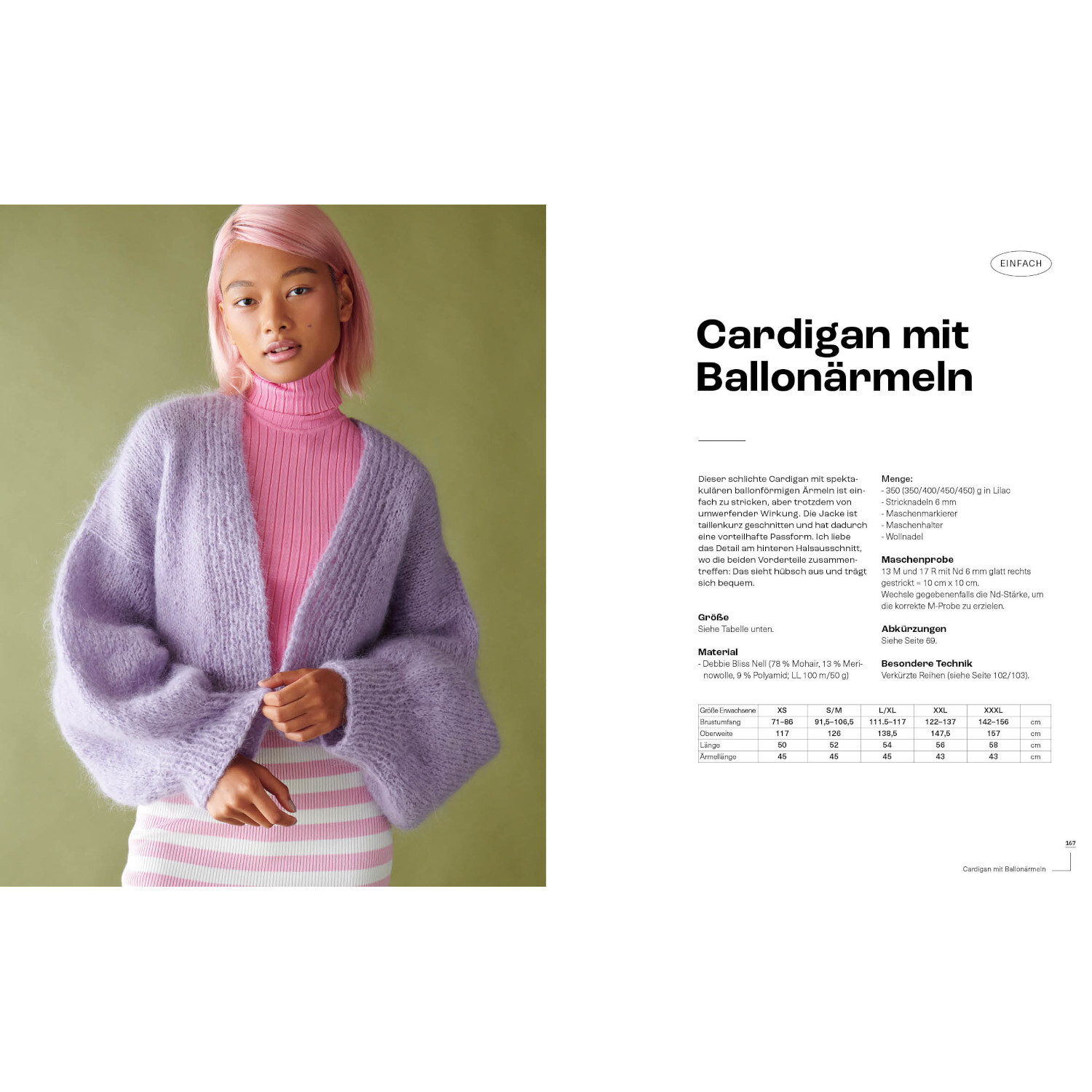 Tom Daley- Stricken with Love: Lila Cardigan mit Ballonärmeln, kombiniert mit rosa Rollkragenpullover.