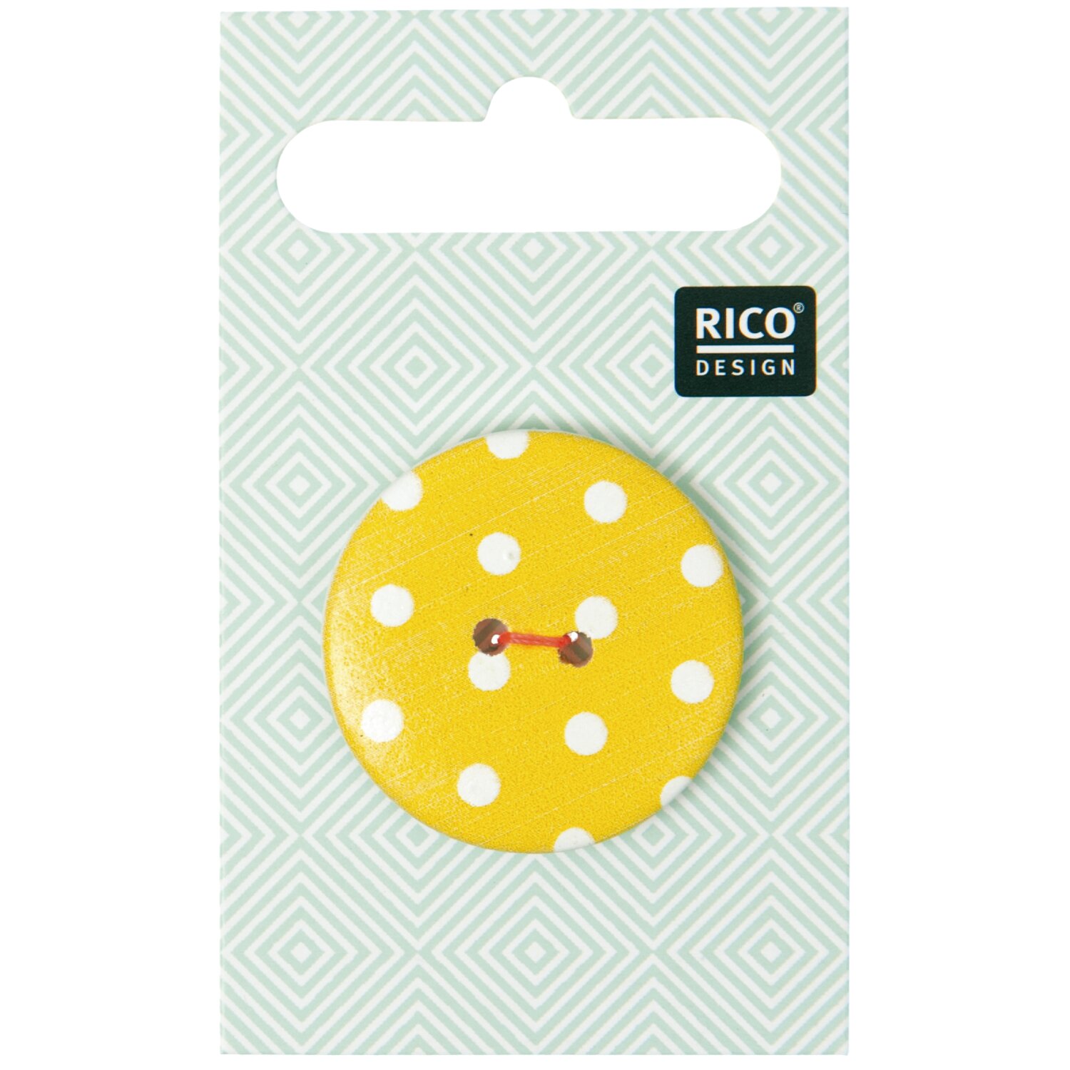 Knopf Gelb Punkte 3cm 1 Stück von Rico Design