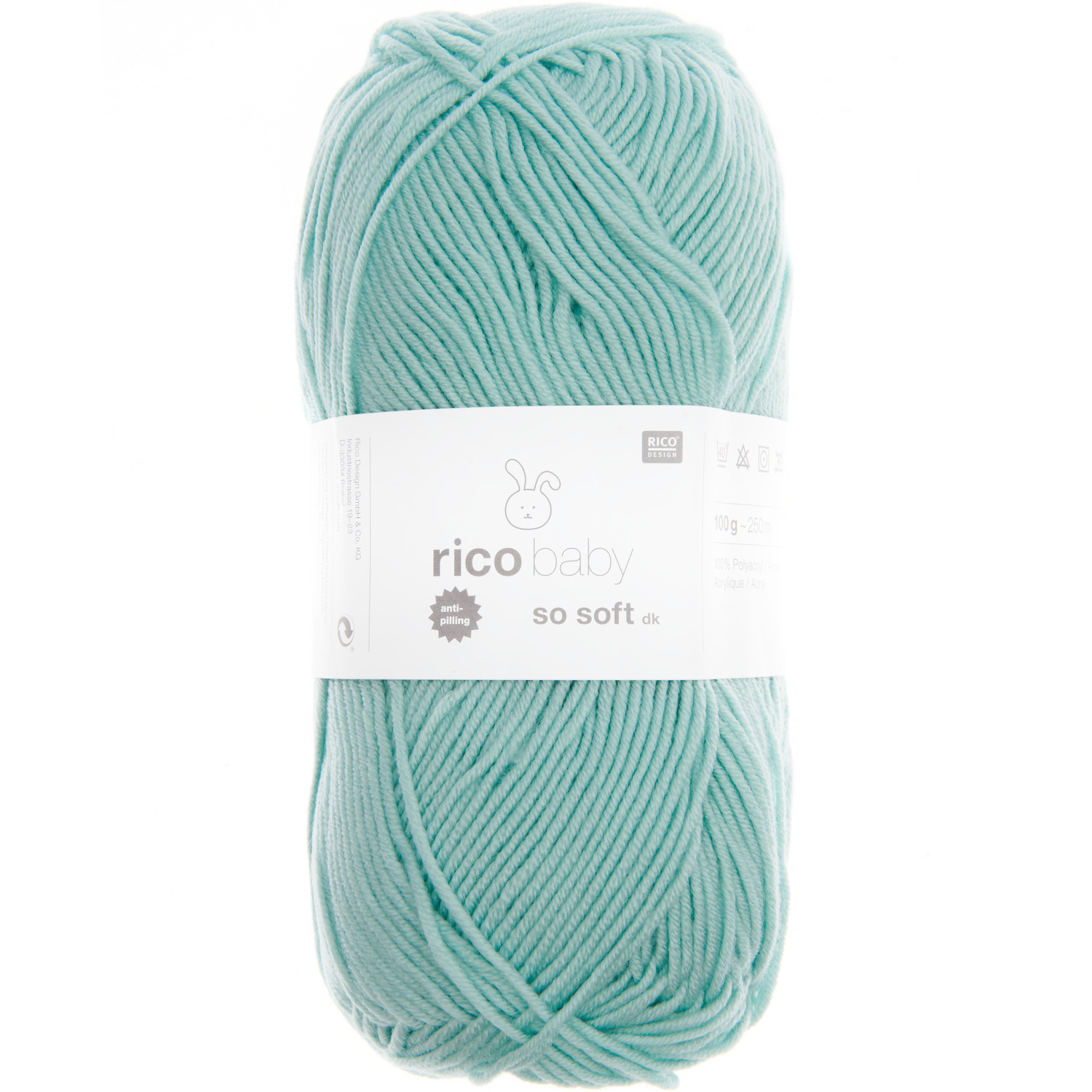 Rico Baby So Soft dk: Weiches, mintfarbenes Garnknäuel von Rico Design, ideal für Babyprojekte.