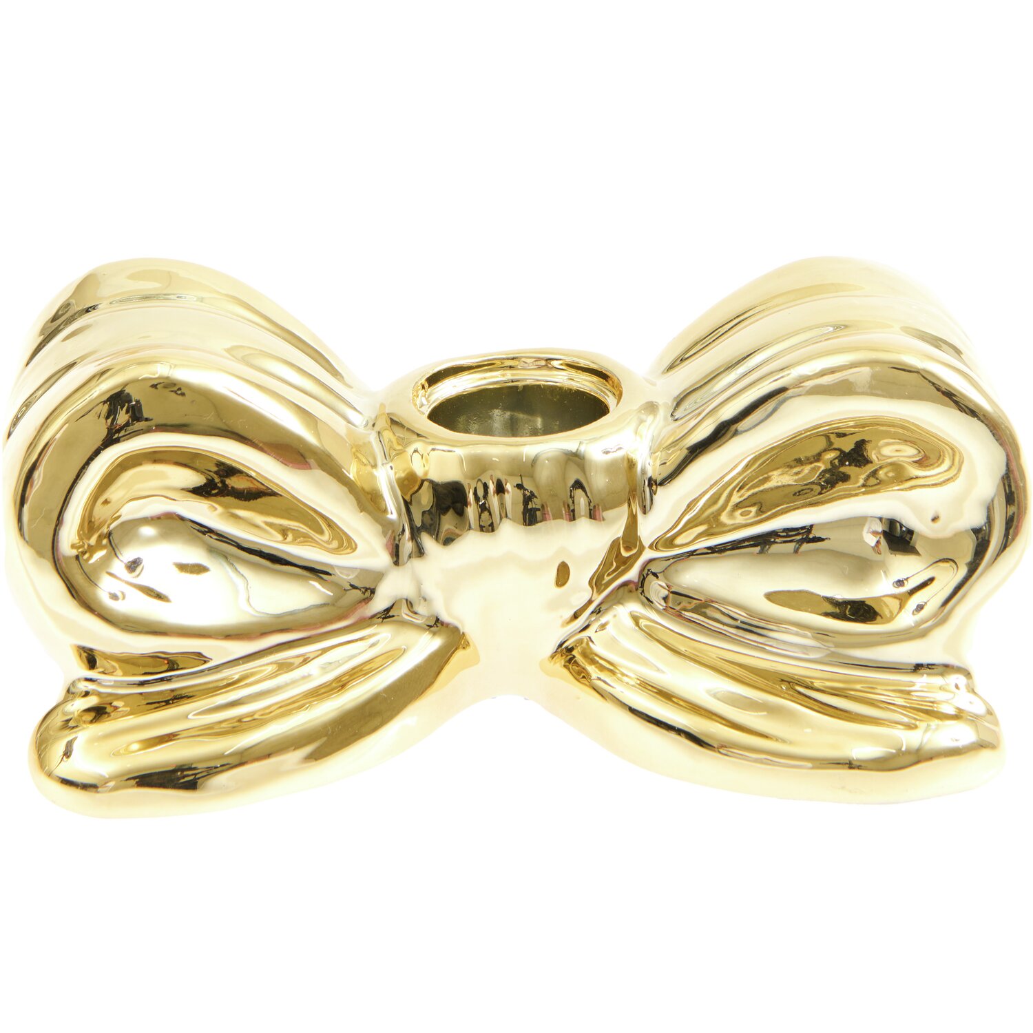 Porzellan Kerzenhalter Schleife 5x12,3x6,3cm Farbe Gold von Rico Design Porzellan Kerzenhalter Schleife in glänzendem Gold von Rico Design, ideal für elegante Dekorationen.