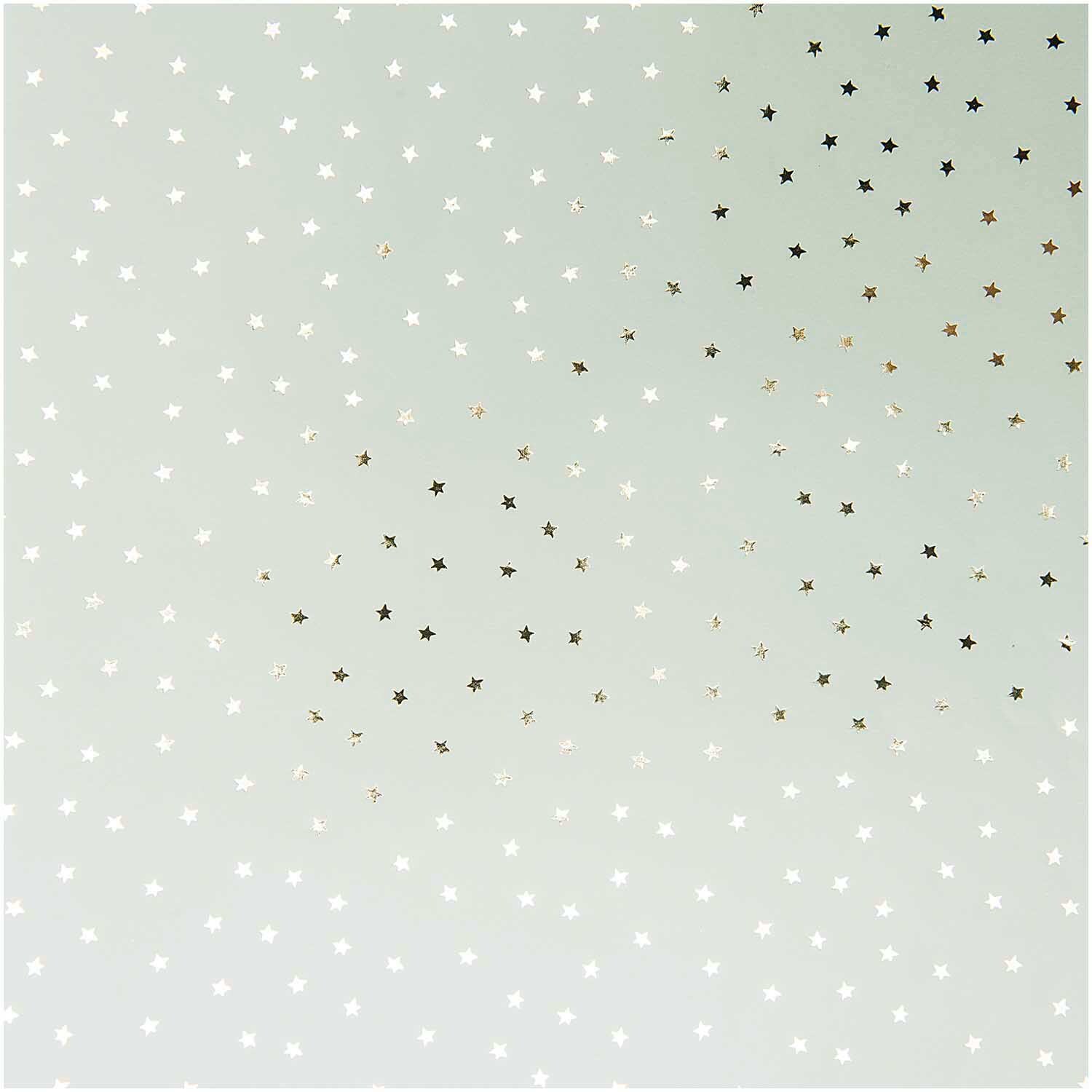 Paper Poetry Geschenkpapier Sterne mint-gold 70cm 2m Hot Foil von Rico Design