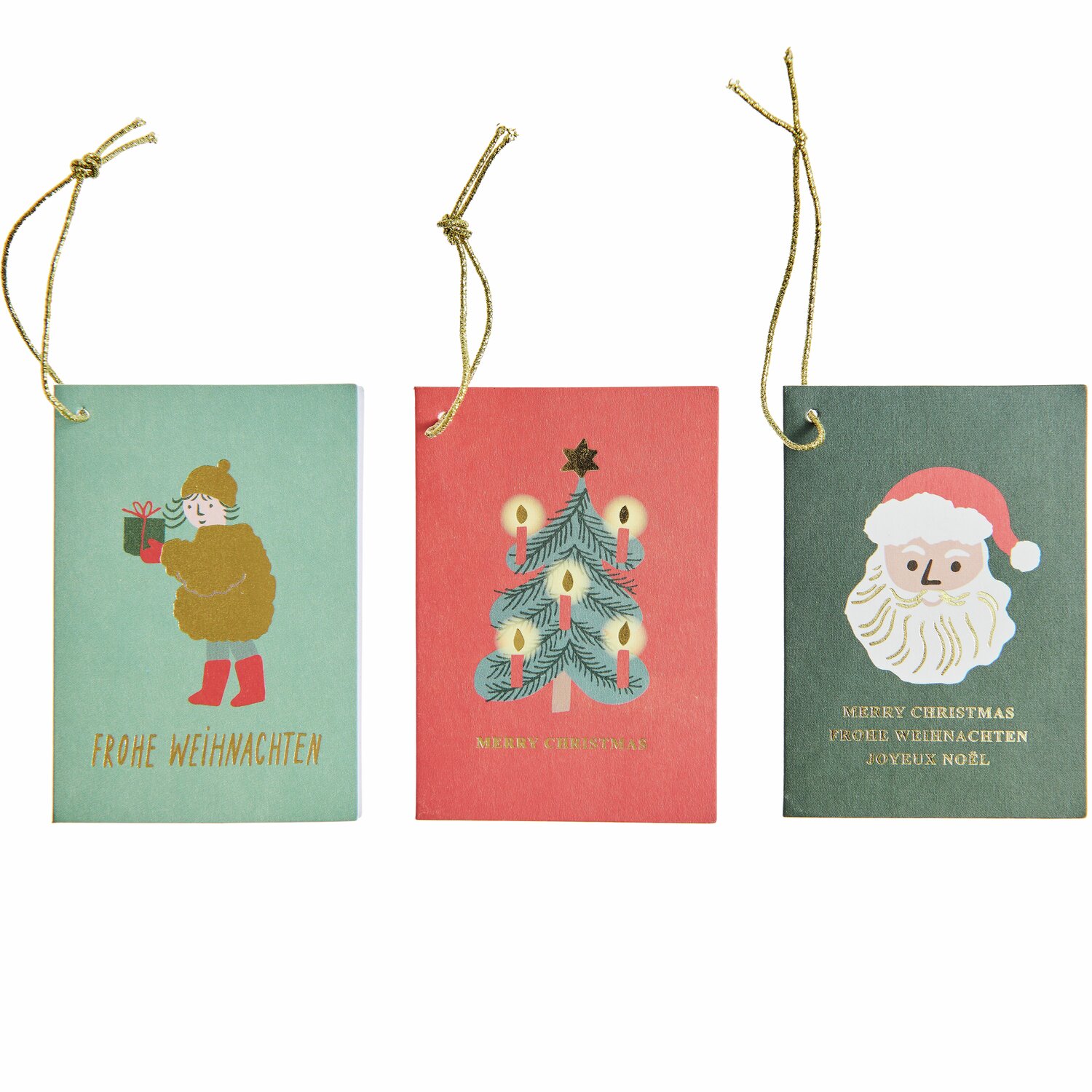 Paper Poetry Kärtchenanhänger Weihnachtsmarkt: Drei festliche Anhänger mit Weihnachtsmotiven, ideal für Geschenke, von Rico Design, 6 Stück.