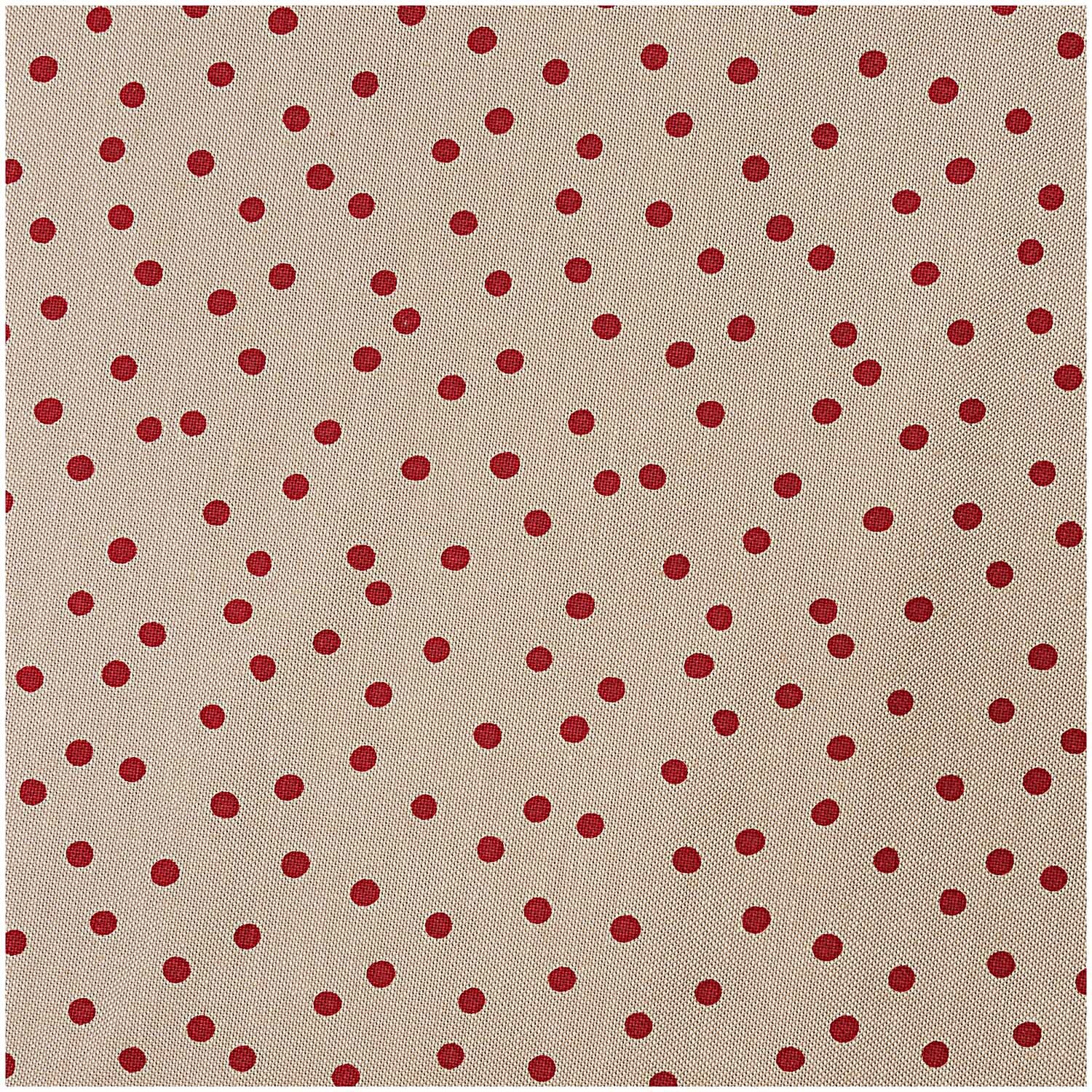 Stoff Punkte natur-rot 140cm breit Stoff Punkte natur-rot 140cm breit