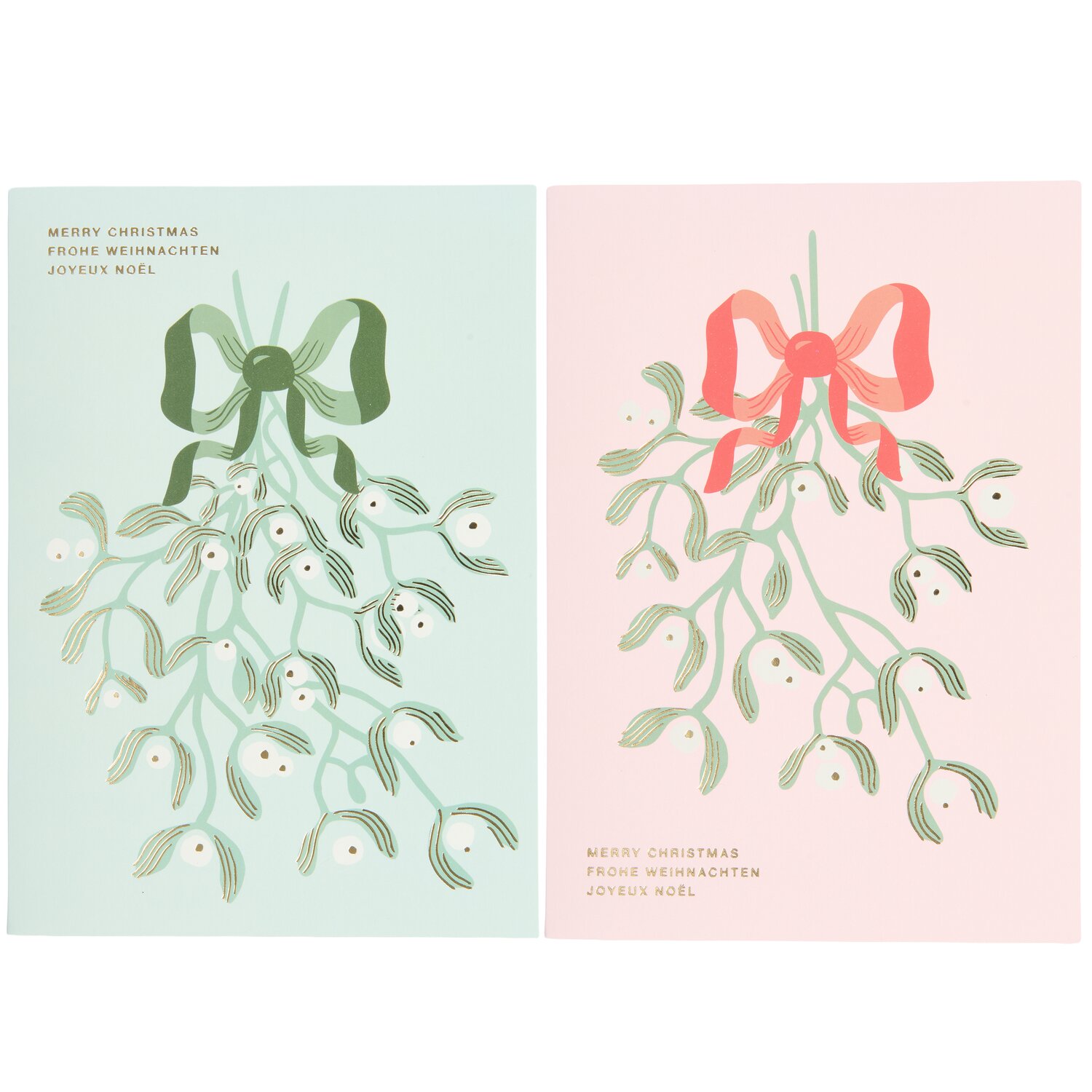 Kartenset B6 Advent Mistelzweig Mint/Rosa von Rico Design