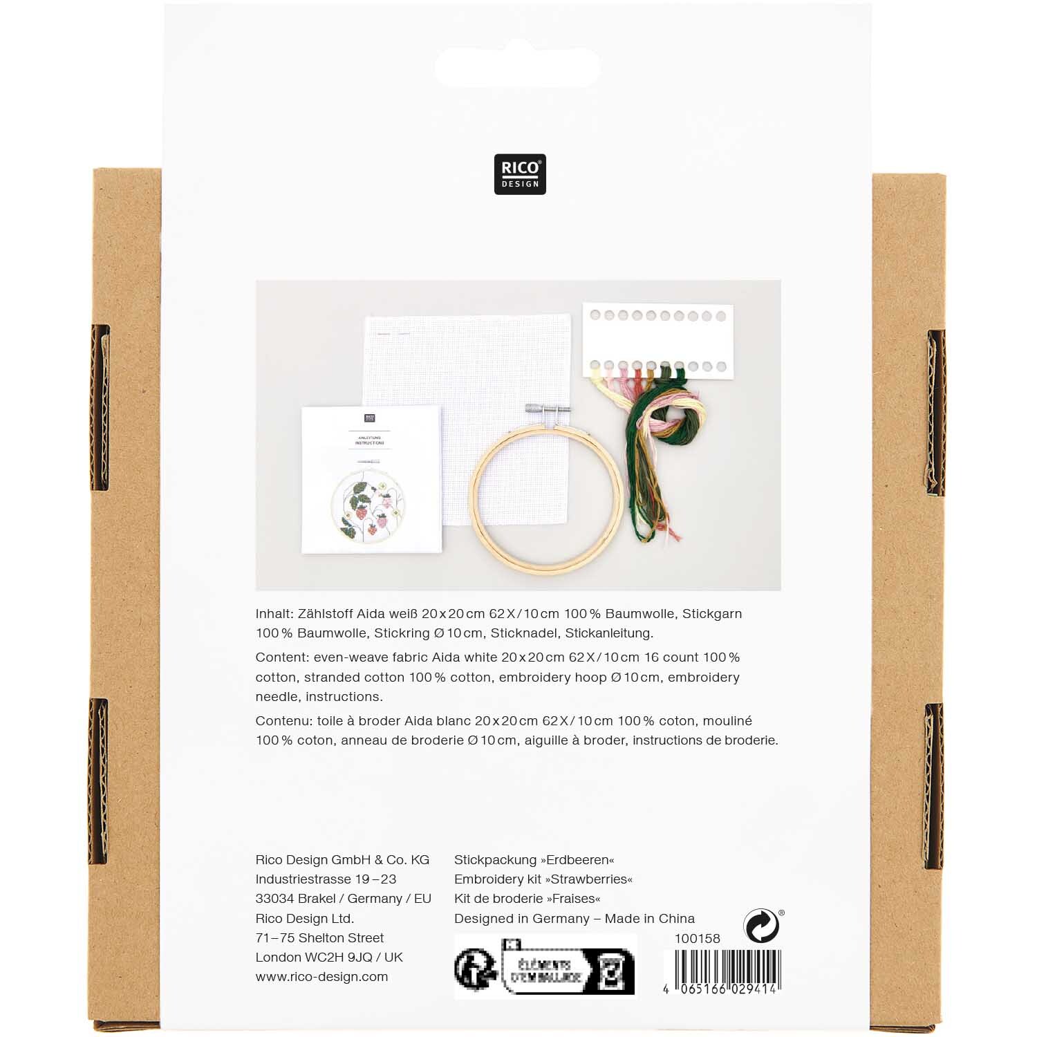 Stickpackung Bild Erdbeeren Ø10cm Stickpackung Bild Erdbeeren Ø10cm