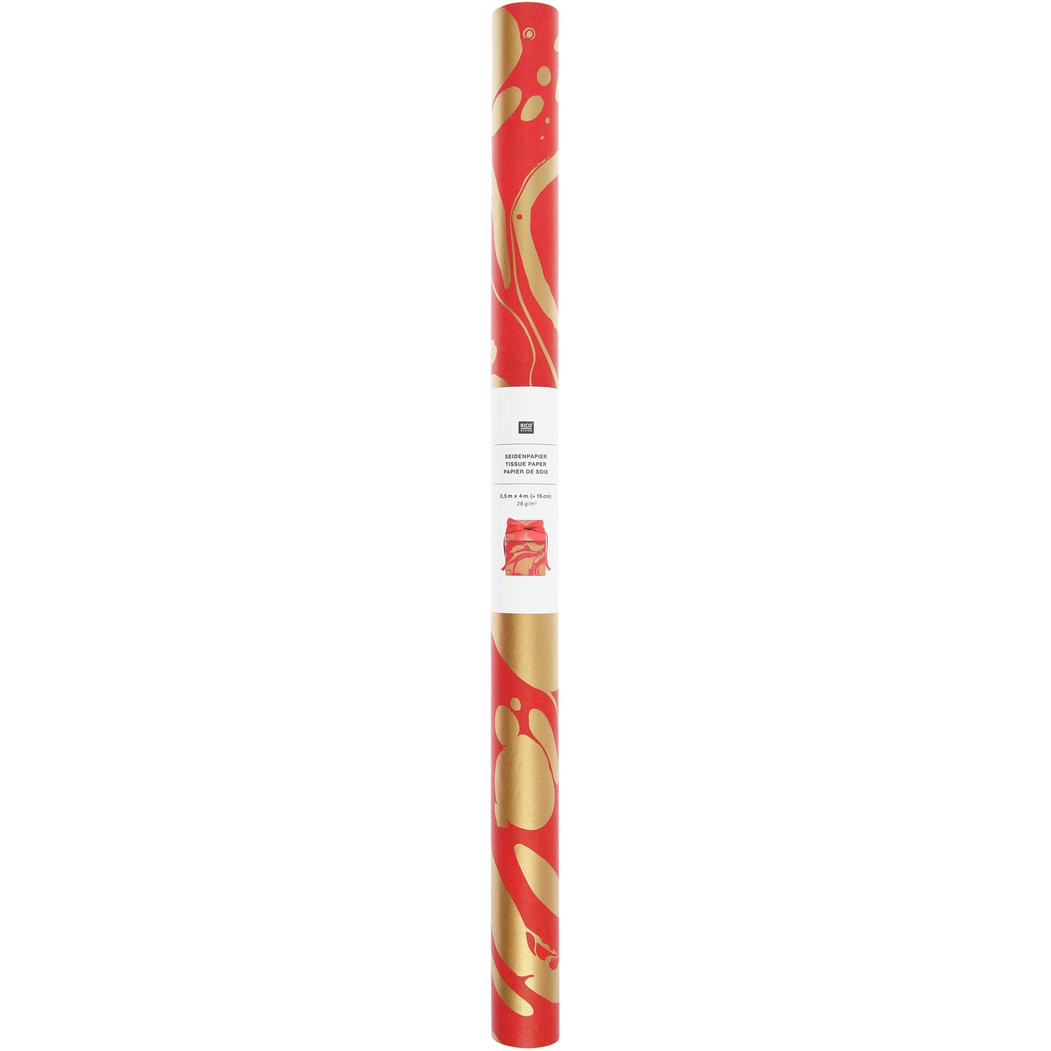 Seidenpapier Marmor 415x50cm  28g/m² Farbe Rot/Gold von Rico Design