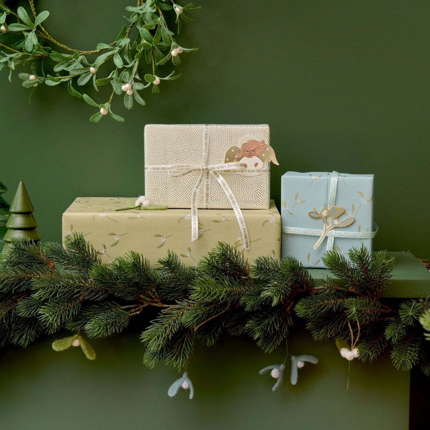 Geschenkband-Set Advent Advent Grün 4 Stück von Rico Design