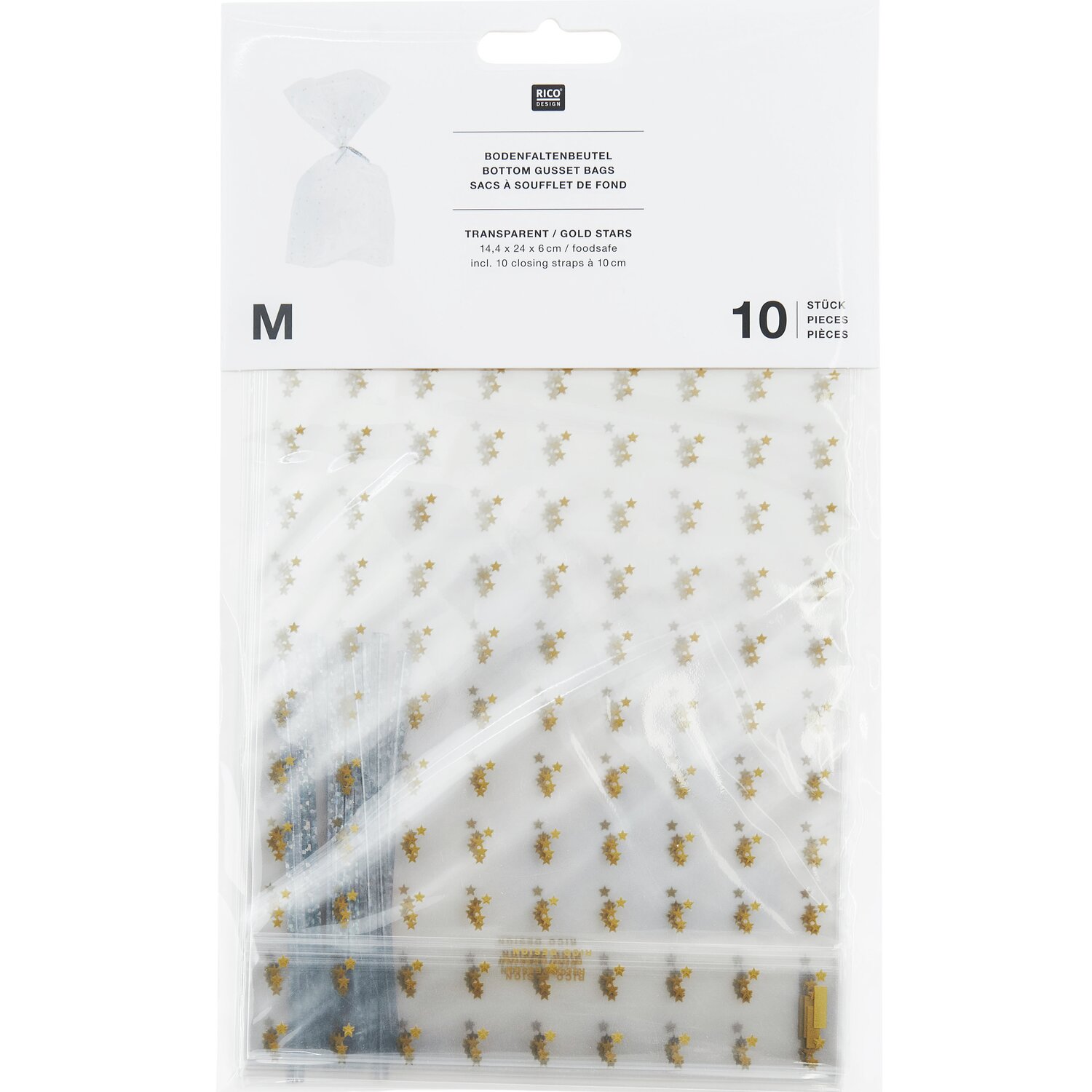 Kekstüten Goldene Sterne 10 Stück von Rico Design