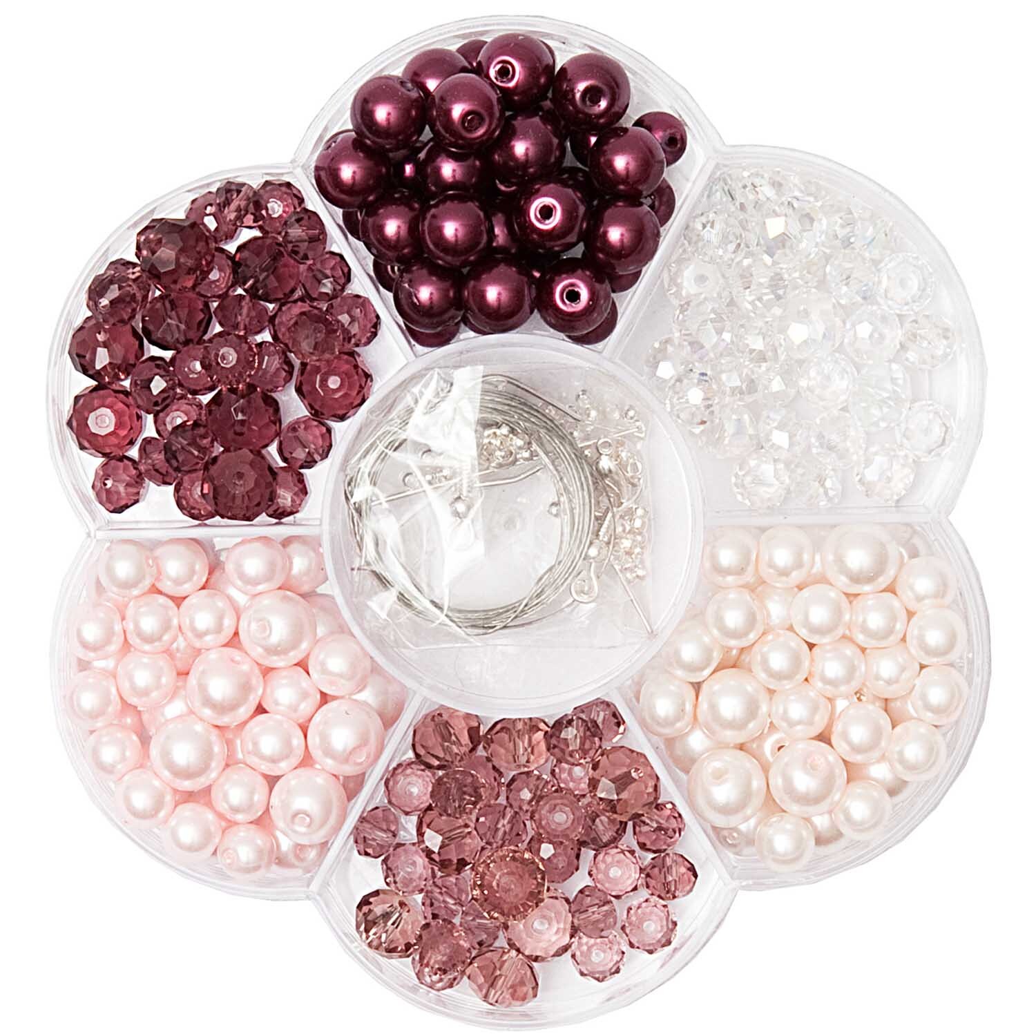 Glasschliff-Renaissance-Perlen Set rosa 249teilig