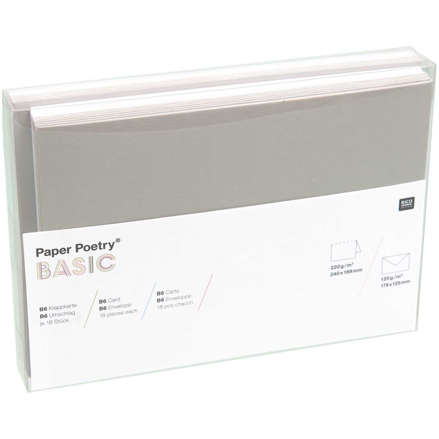 Paper Poetry Kartenset Basic weiß-grau B6 Paper Poetry Kartenset Basic weiß-grau B6
