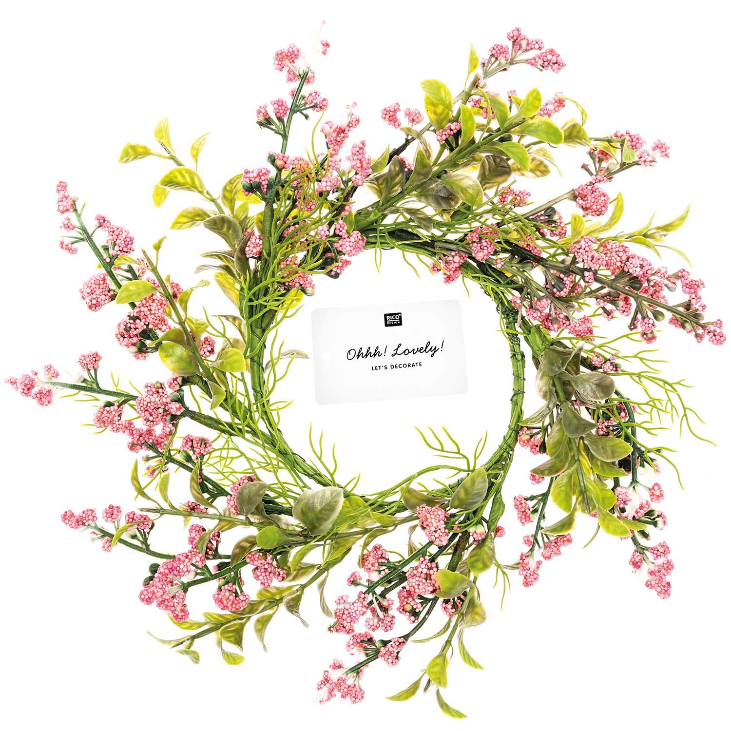 Kranz Mini-Beeren & Blätter rosa-grün 10cm von Rico Design