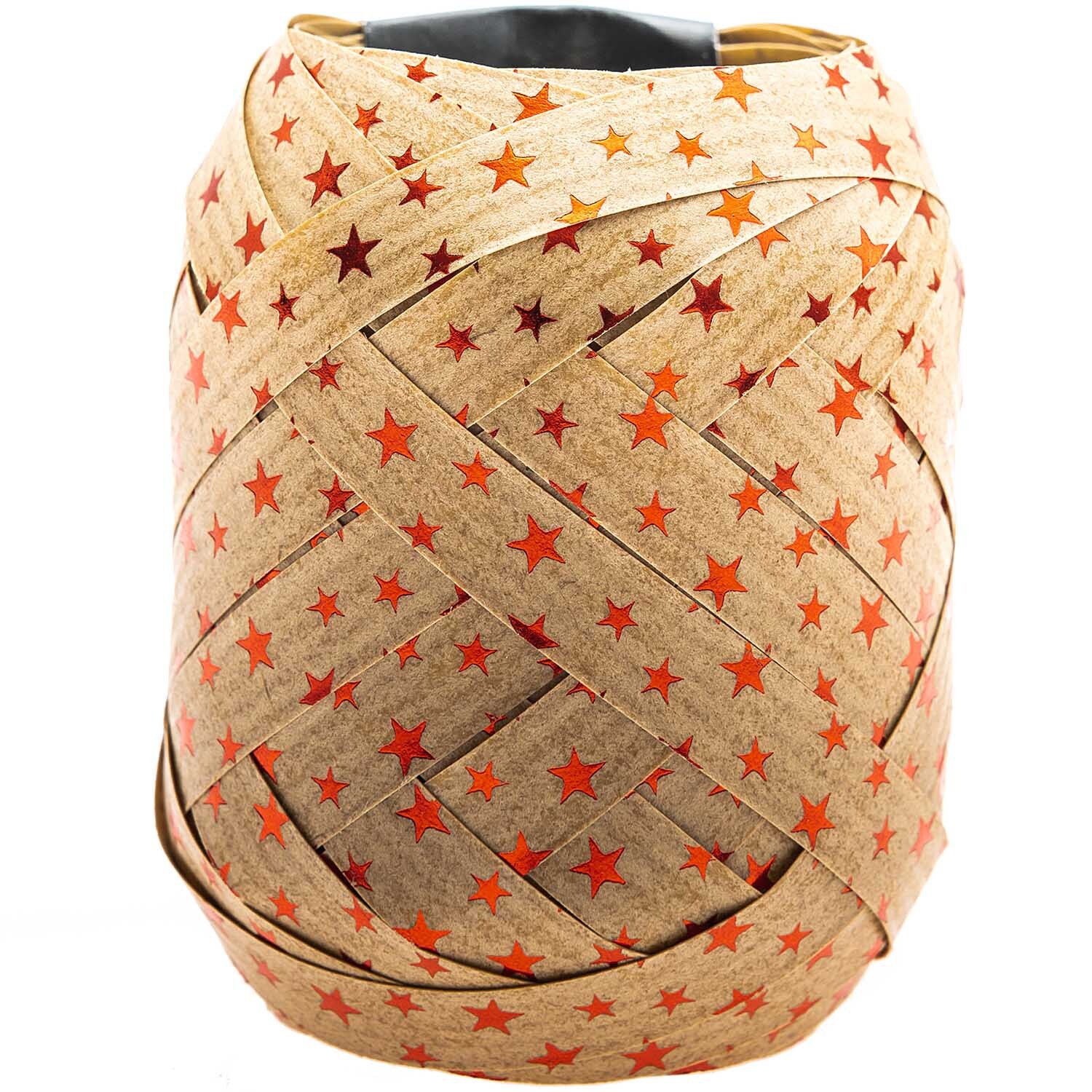 Geschenkband Spacetime 10mmx12m Farbe Hellbraun-Rot von Goldina Loy 