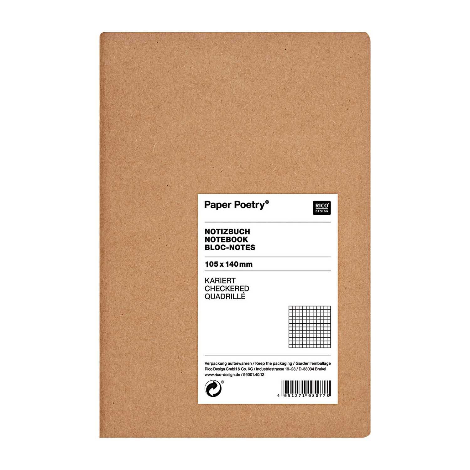 Paper Poetry Notizbuch weiß A6 Kraftpapier kariert Paper Poetry Notizbuch weiß A6 Kraftpapier kariert