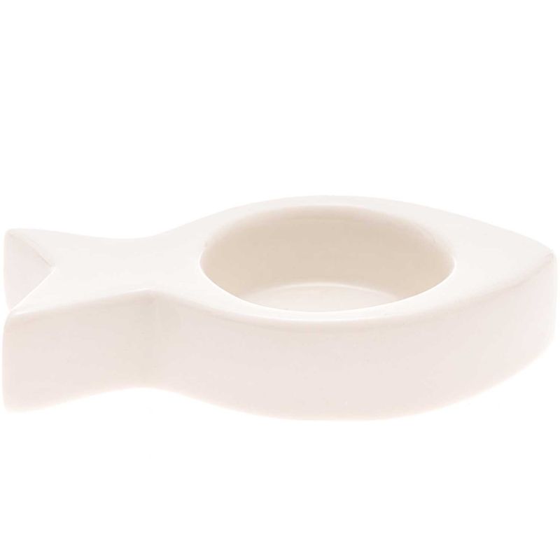 Teelichthalter Fisch weiß 11x6x2cm
