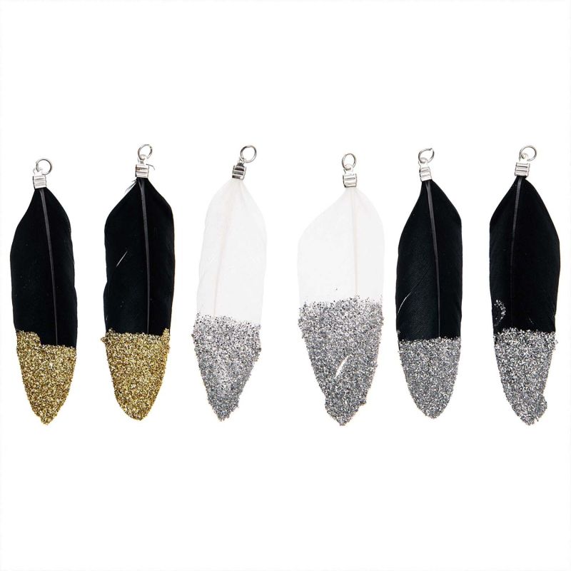 Made by Me Jewellery Federn mit Öse Glitzer 2 Stück