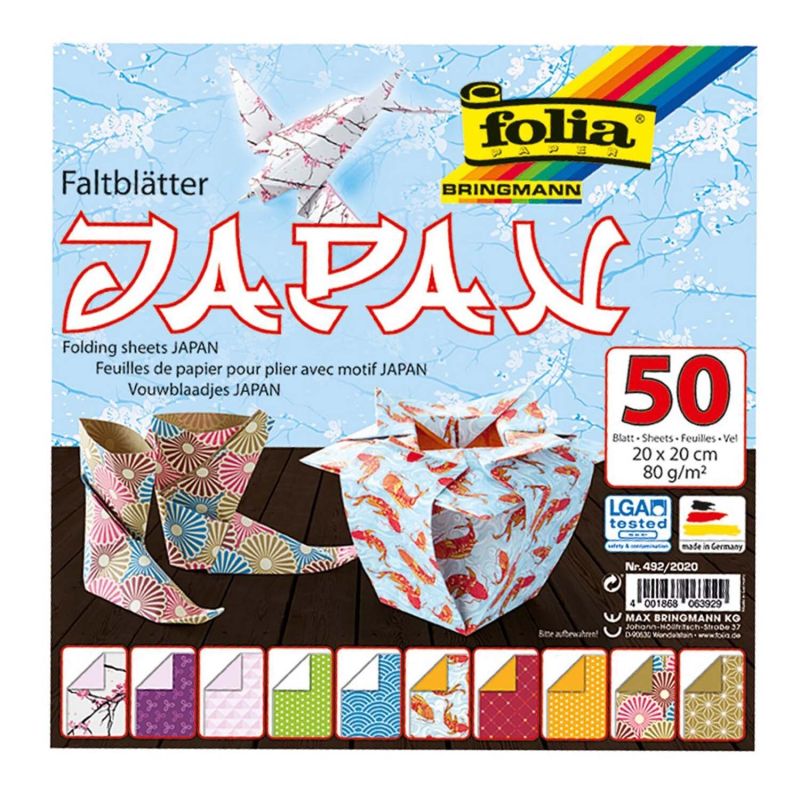 10 Farben 20x20 cm 100 Stück Faltblätter