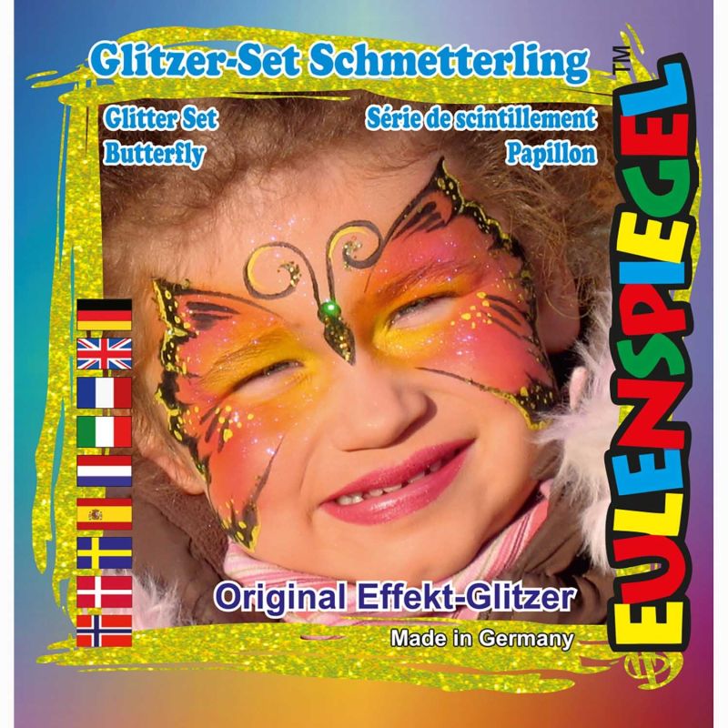 Eulenspiegel Glitzer Schmetterling 4er Set