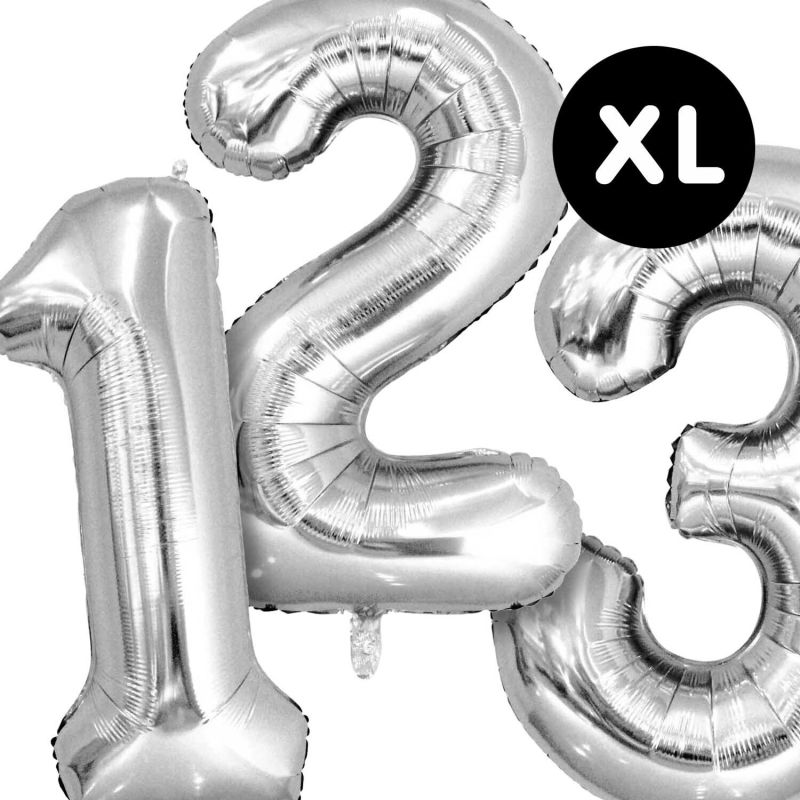 YEY! Let's Party Folienballon Zahl silber 86cm