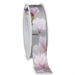 PRÄSENT Satinband Magnolien 25mm 3m PRÄSENT Satinband Magnolien 25mm 3m