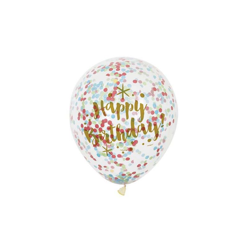 Partystrolche Luftballons Konfetti Happy Birthday 30cm 6 Stück
