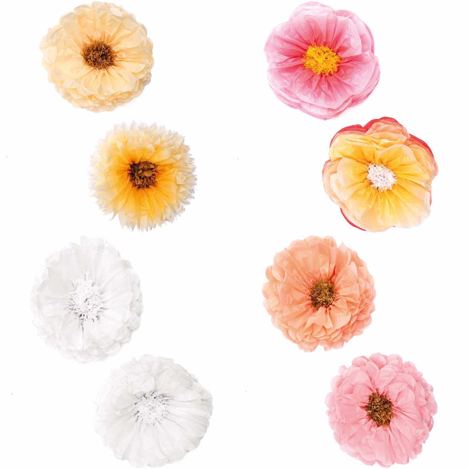 YEY! Let's Party Seidenpapierblumen 40cm 2 Stück rosa-gelb