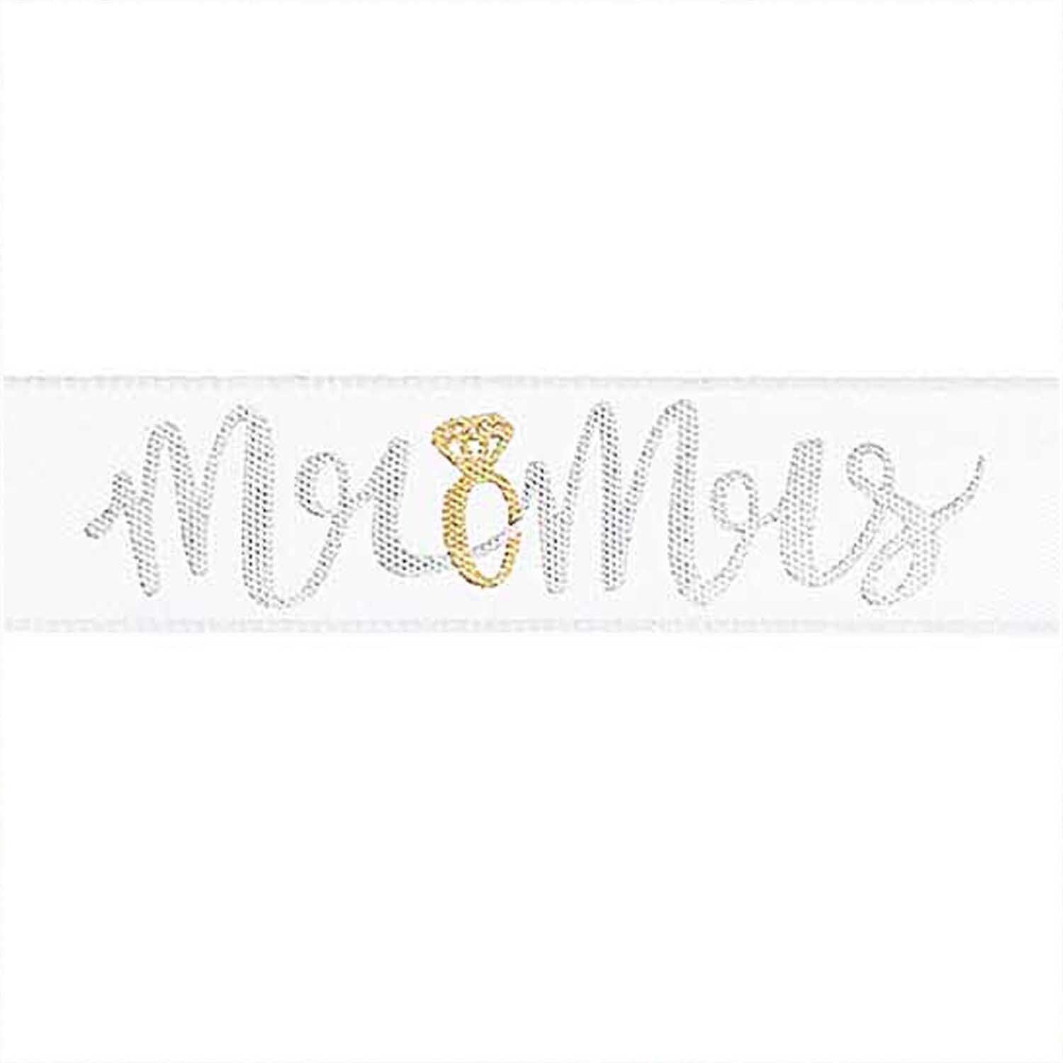 Motivband Mr & Mrs weiß 16mm