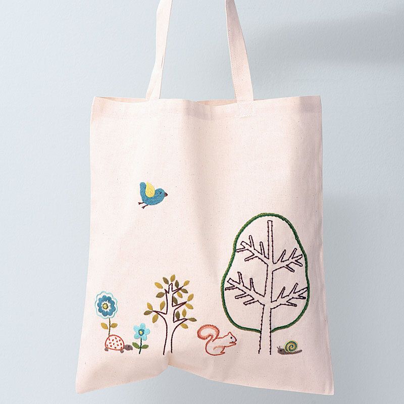 Rico Design Bestickte Tasche Wald und Wiese 38x45cm