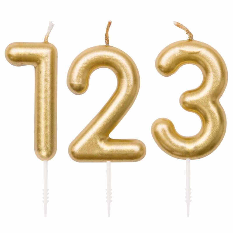 YEY! Let's Party Zahlenkerze gold