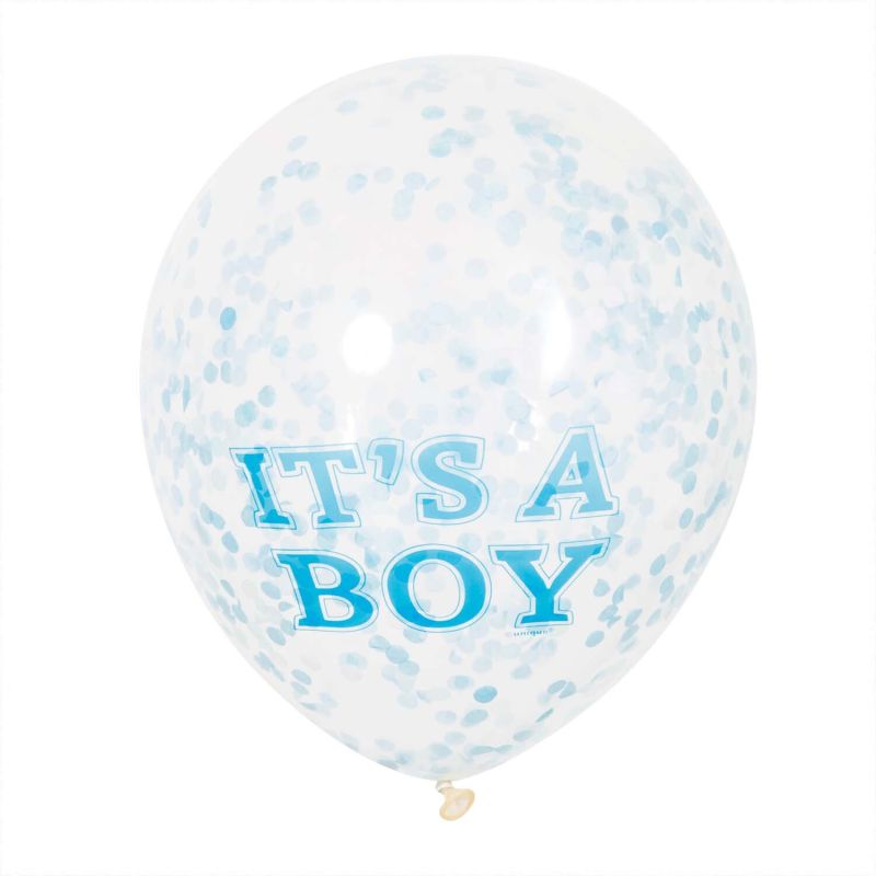 Partystrolche Luftballons Konfetti It's a boy 30cm 6 Stück