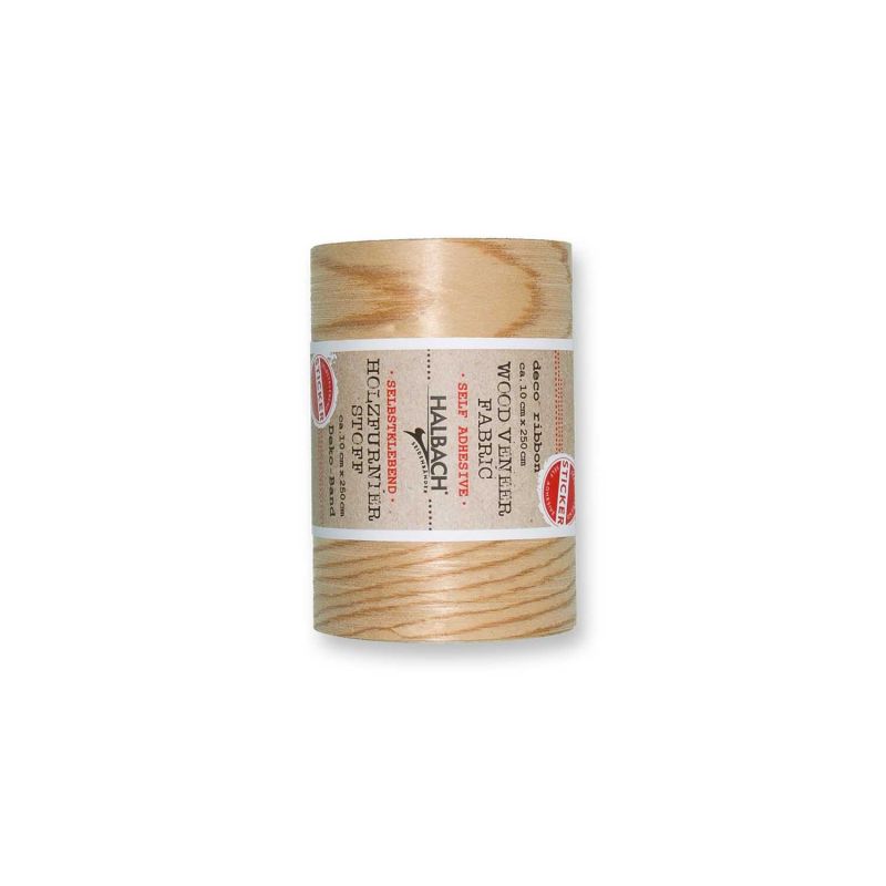 HALBACH Stoff Holzfurnier selbstklebend natur 10cm 2,5m