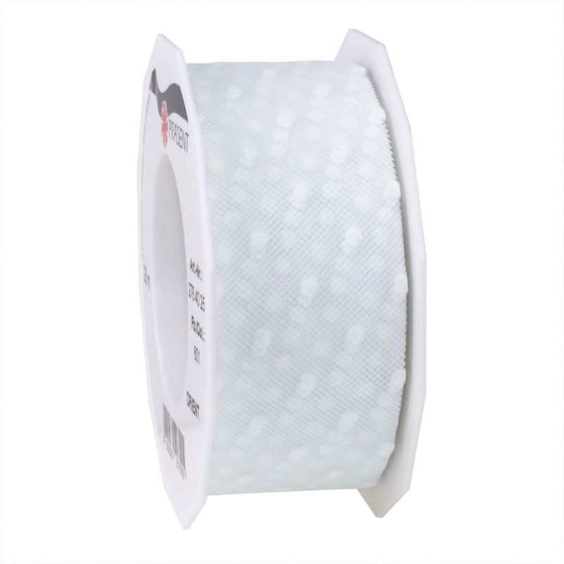 PRÄSENT Tüllband Orient Punkte weiß 40mm 2m