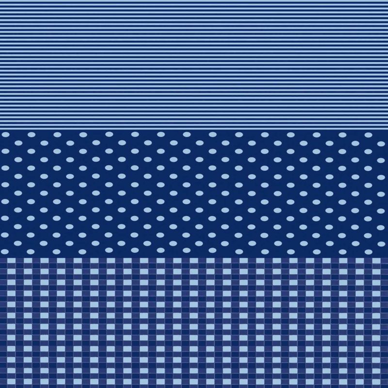 décopatch Papier Punkte-Karo-Streifen dunkelblau 3 Bogen
