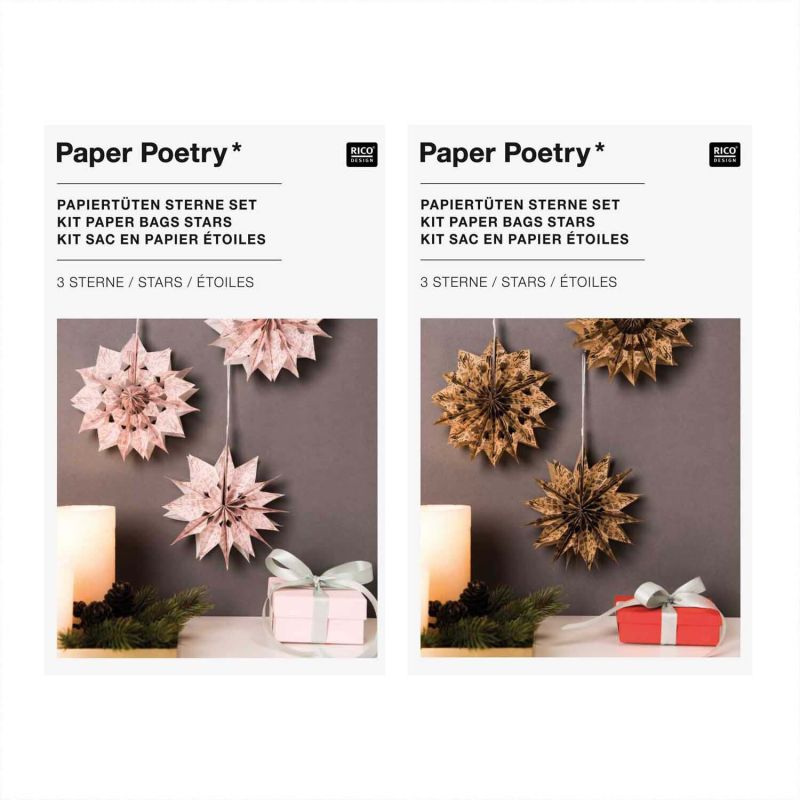 Paper Poetry Bastelset Papiertüten-Sterne Jolly Christmas klein