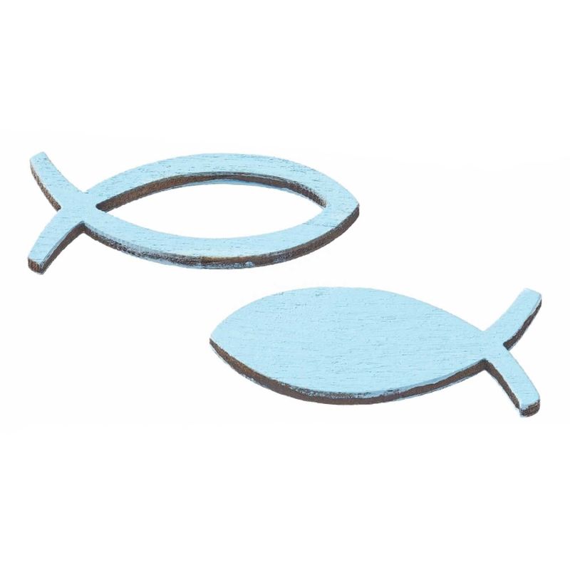 HobbyFun Streu Fisch türkis 3,5cm Holz 16 Stück