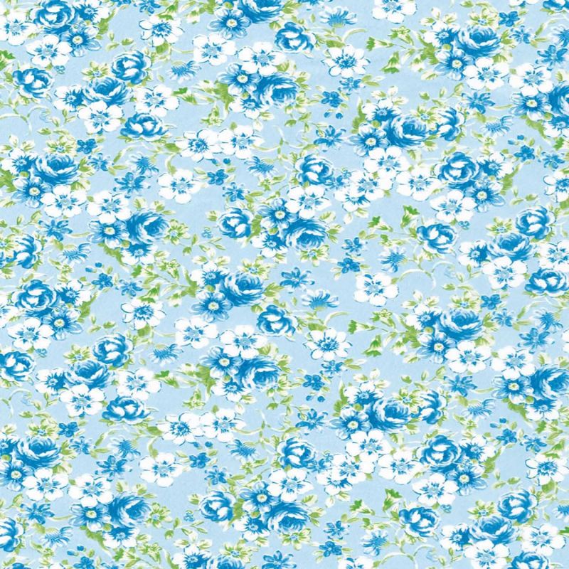 décopatch Papier Blümchen blau 3 Bogen