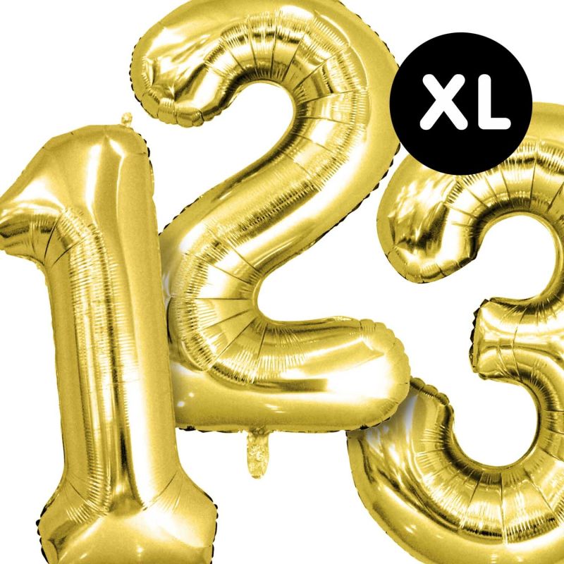 YEY! Let's Party Folienballon Zahl gold 86cm