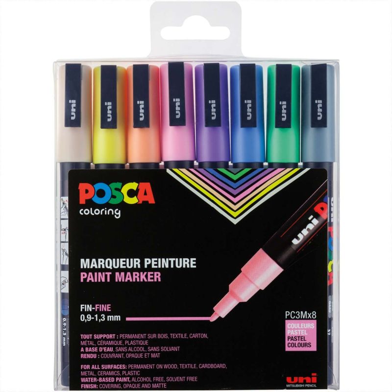 uni POSCA-Marker PC-3M pastell 0,9-1,3mm 8 Stück