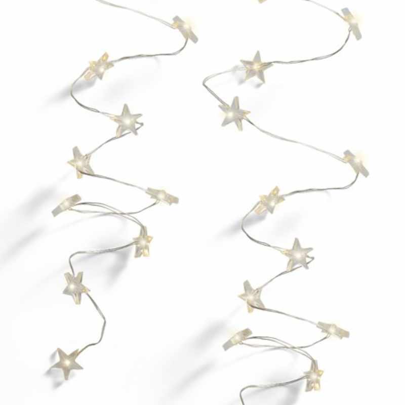 LED-Lichterkette Stern mit Timer batteriebetrieben warmweiß 95cm