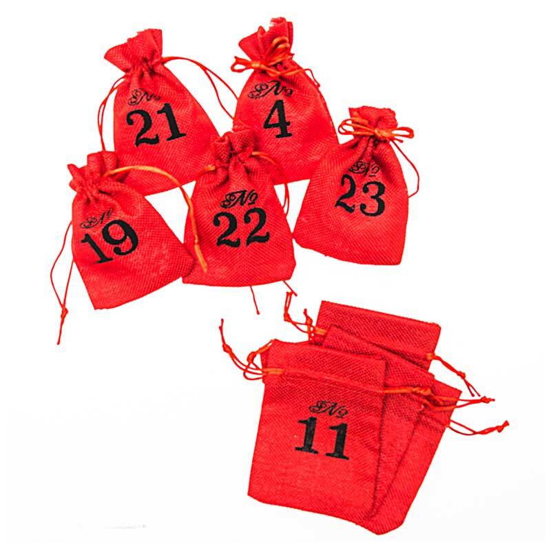 Adventskalender Beutel 1-24 rot