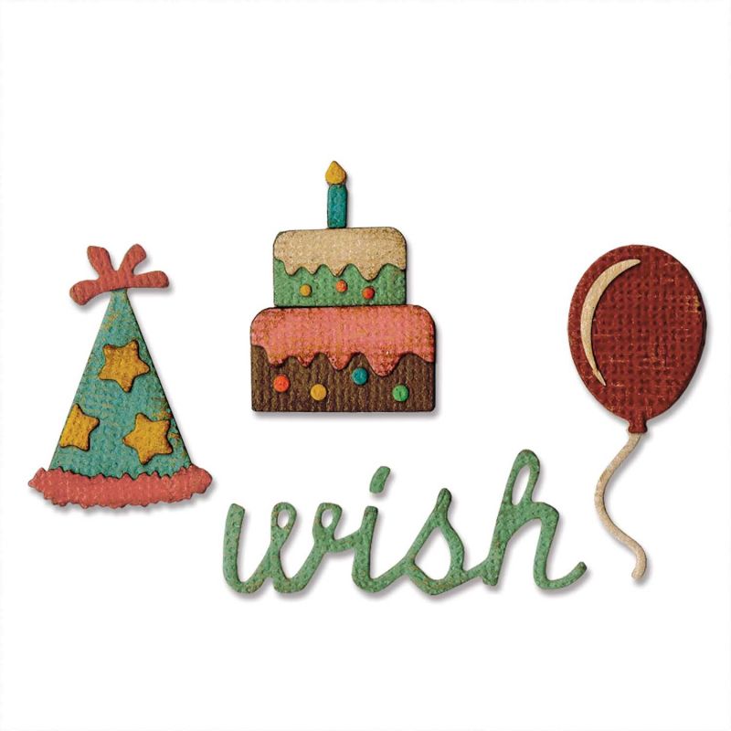 Stanzschablone Birthday 4,1x1,6cm - 0,3x0,3cm