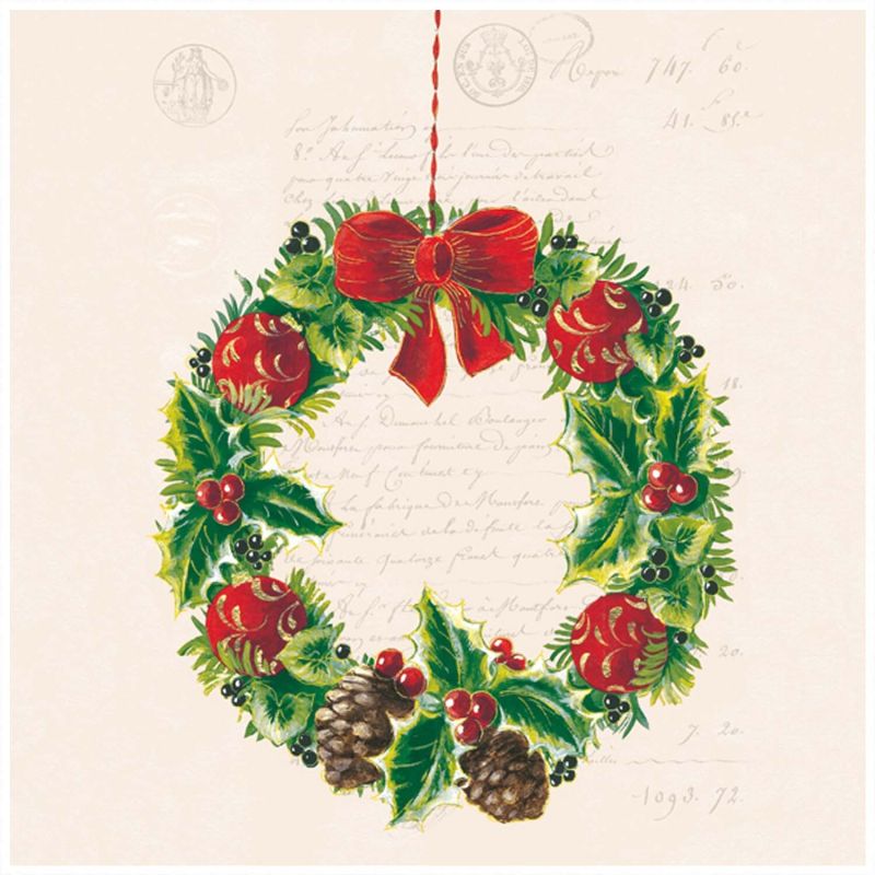 Ambiente Serviette Weihnachtskranz 33x33cm 20 Stück