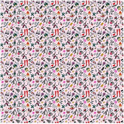 Stoff X-MAS icons gold-neon 140cm