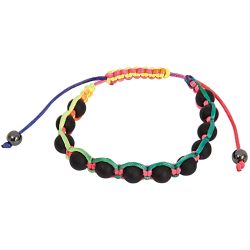 Makrameearmband schwarz-mehrfarbig 17-26cm